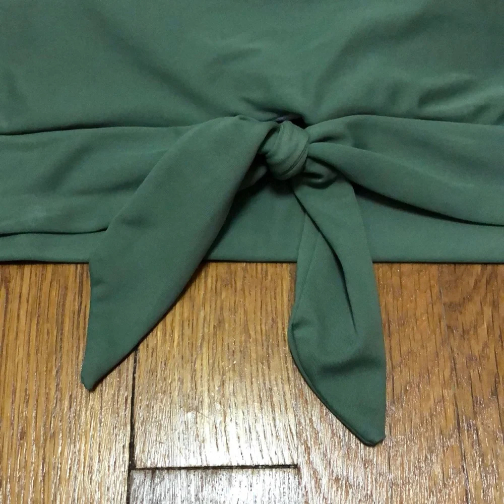 Knot Hem Sage Swimsuit Top by SHEIN, size Large - Picture 3 of 5